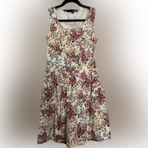 Love Moschino Vintage Floral Skulls Hearts Pleated Dress with Pockets US 4